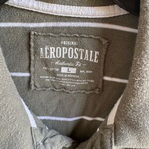 Aeropostale Khaki and White Striped Top
